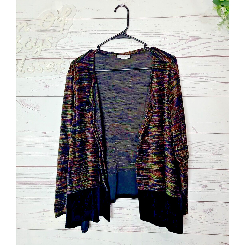 Private Edition by Chico's Multicolor Striped Chenille Trim Jacket Womans M/L